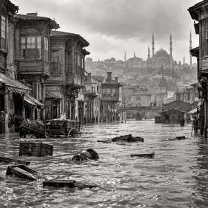 İstanbul’da Tarihi Sel Manzarası